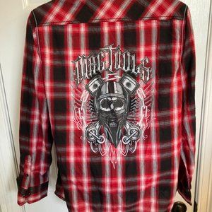 MAC tools, pearl snap long sleeve graphic shirt snap front
